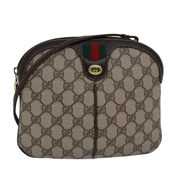 GUCCI GG Canvas Web Sherry Line Shoulder Bag PVC Beige Green Red Auth ep5130 - Picture 1 of 16